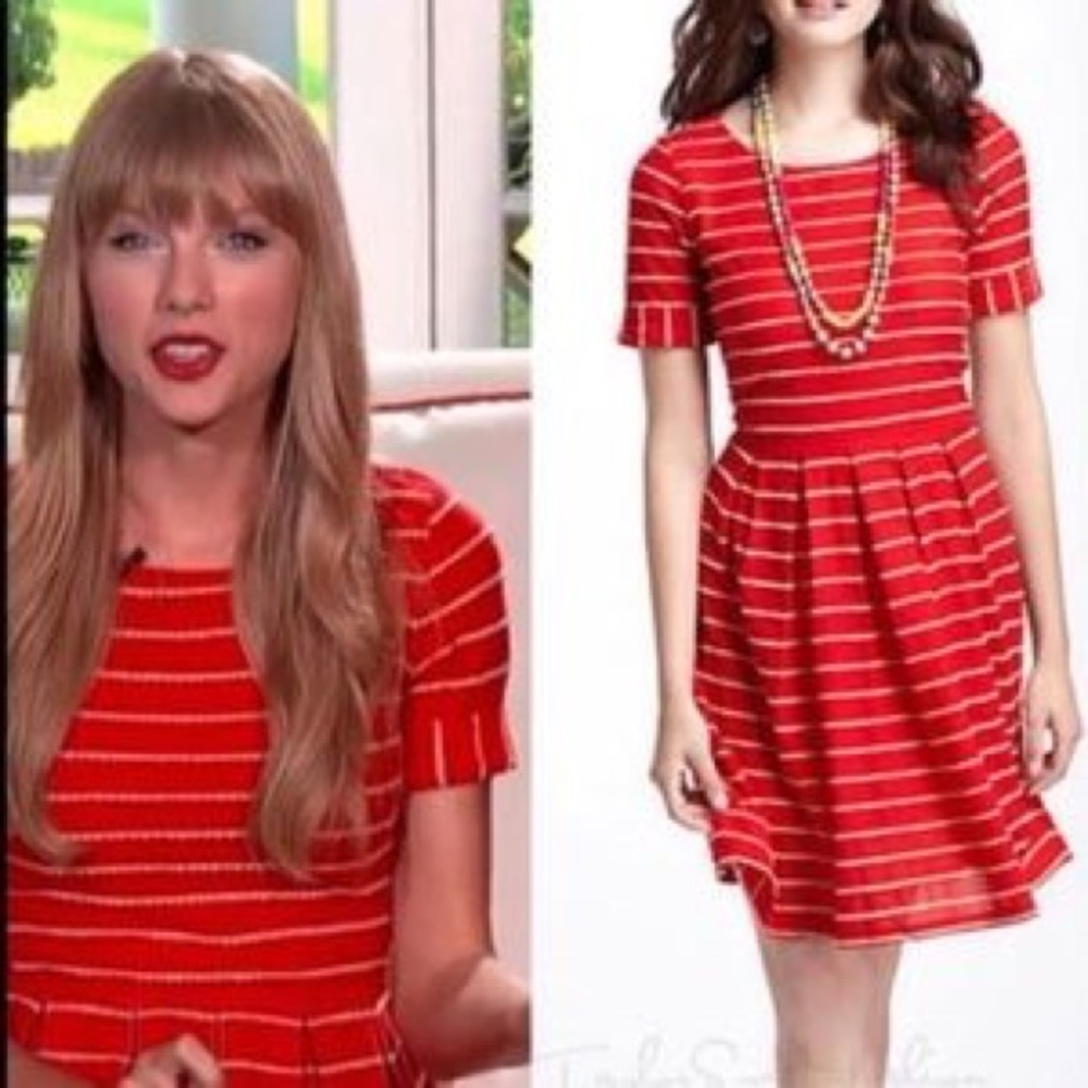 Anthropologie Red Striped Dress - Taylor Swift